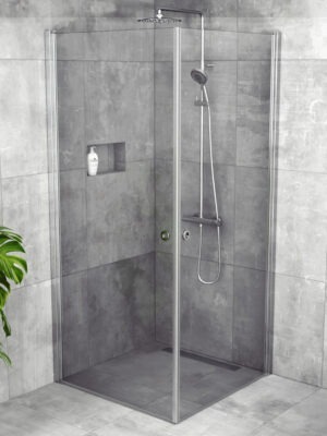 iBath® Wave™ - Duschhörna, Klarglas, Blank Aluminium / Krom