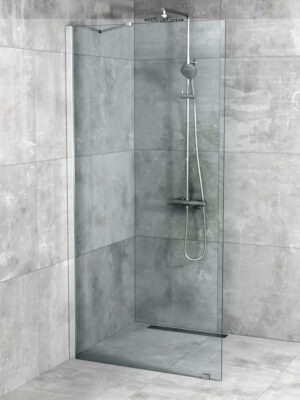 iBath® Windi™ - Fast Skärmvägg, Klarglas, Blank Aluminium / Krom