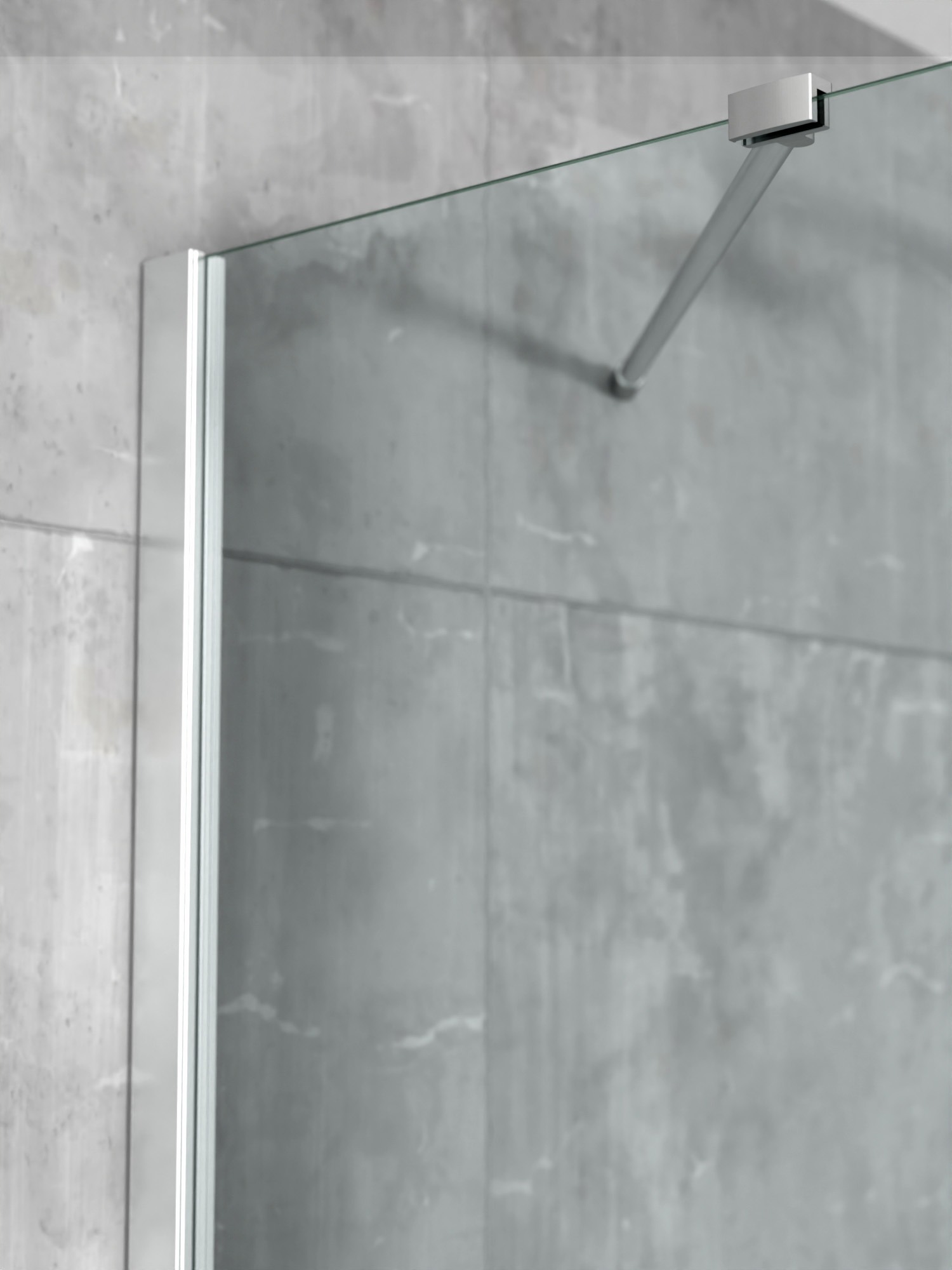 iBath® Windi™ - Fast Skärmvägg, Klarglas, Blank Aluminium / Krom - Bild 4