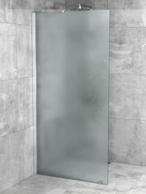 iBath® Windi™ - Fast Skärmvägg, Frostat glas, Blank Aluminium / Krom
