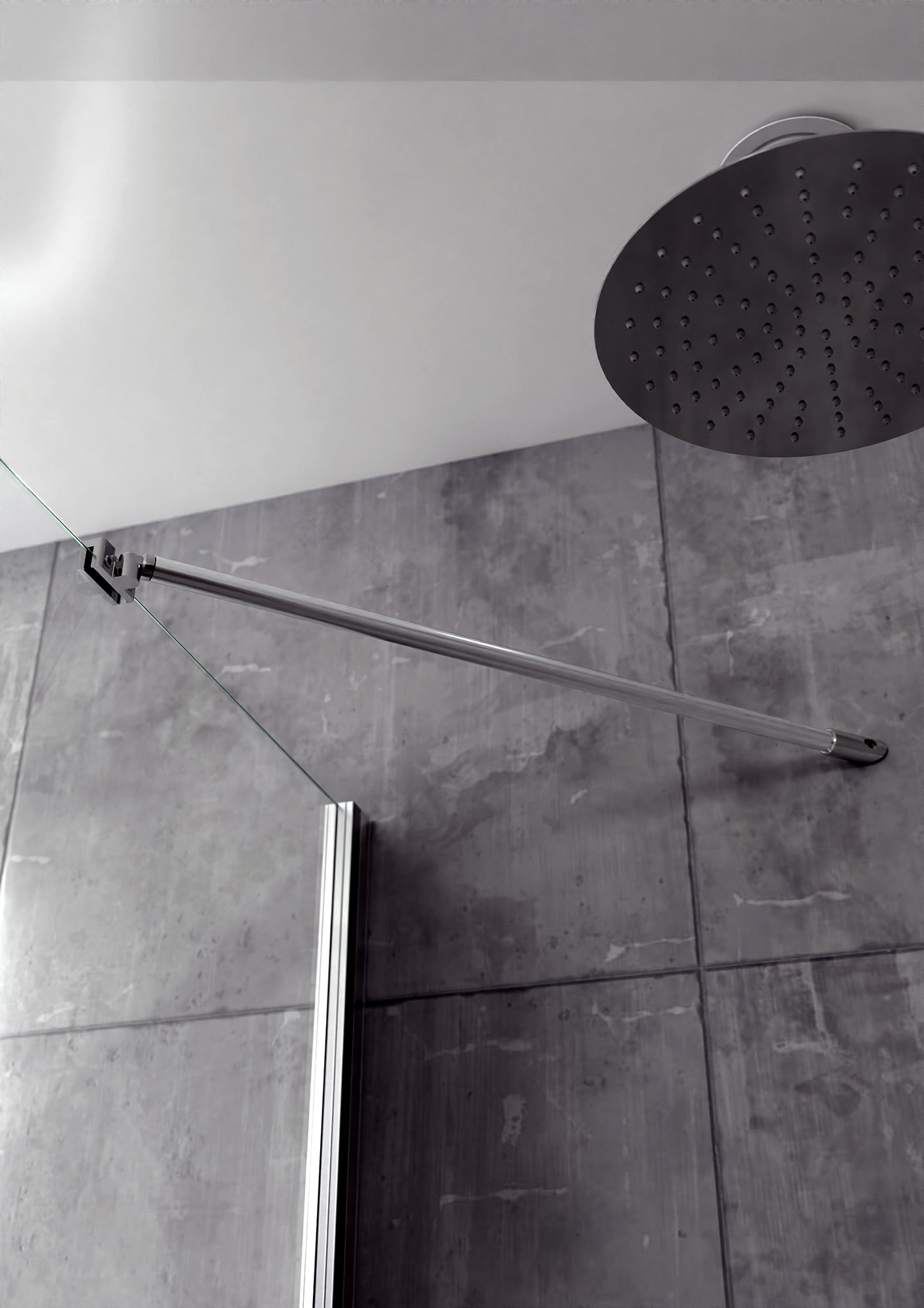 iBath® Windi™ - Fast Skärmvägg, Klarglas, Blank Aluminium / Krom - Bild 7