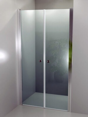 iBath® Wave™ - Två nischdörrar, "Saloon", Klarglas, Blank aluminium / Krom